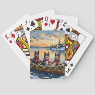 Baraja De Cartas Barco de Navidad de Finnish Lapphund Vacaciones