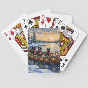 Baraja De Cartas Barco de Navidad de Gato Negro Fiesta