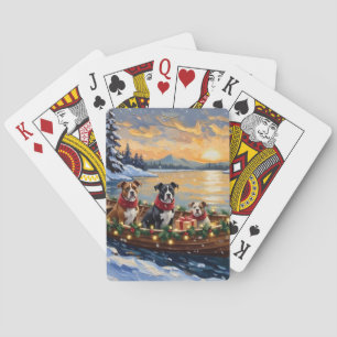 Baraja De Cartas Barco de Navidad del American Staffordshire Terrie