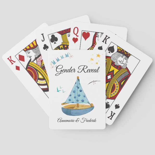 Baraja De Cartas Barco de vela con revelación de género (Reverso)