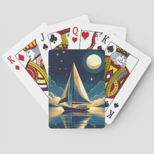 Baraja De Cartas Barco de vela por la noche