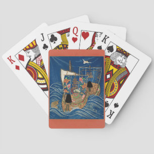 Baraja De Cartas Barco del Tesoro Afortunado Japonés Vintage G.A. A