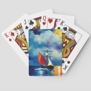 Baraja De Cartas Barco en la noche