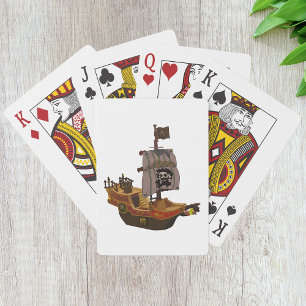 Baraja De Cartas Barco pirata con bandera de cráneo