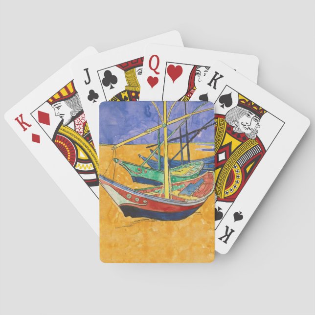 Baraja De Cartas Barcos de Van Gogh Impresionismo Playa (Reverso)