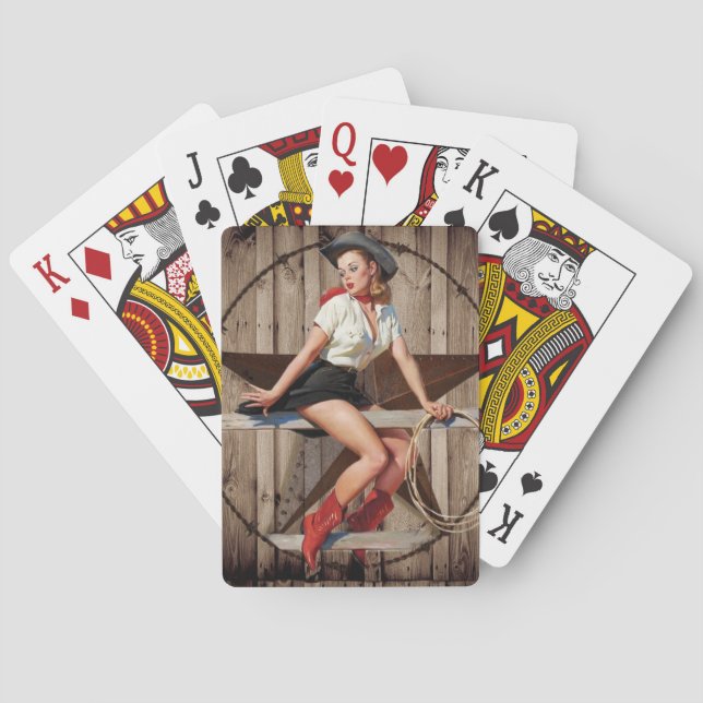 Baraja De Cartas Barn Wood Texas Star West Country Cowgirl (Reverso)