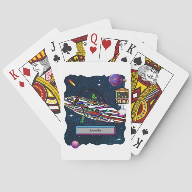 Baraja De Cartas barra de bebidas alienígenas del espacio (Reverso)