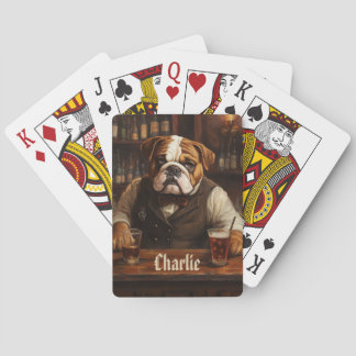 Baraja De Cartas Barrera de Bulldog de nombre personalizado