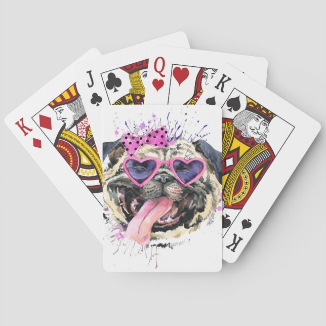 Baraja De Cartas Barro amasado rosado lindo de la acuarela (Reverso)