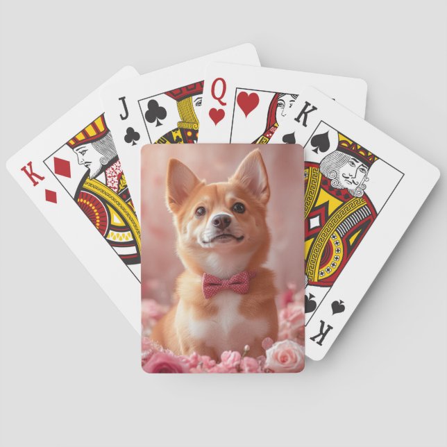 Baraja De Cartas Basenji con Rosas - Día de San Valentín (Reverso)