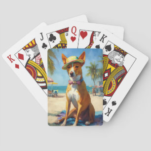 Baraja De Cartas Basenji en la playa, regalo de verano para amantes