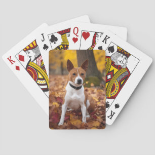 Baraja De Cartas Basenji en otoño se inspira la caída de las hojas