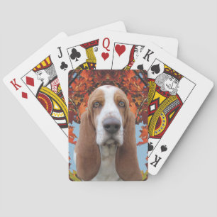Baraja De Cartas Basset Hound en otoño