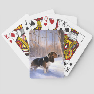 Baraja De Cartas Basset Hound Let It Snow Navidades