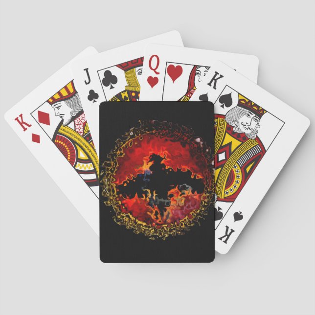 Baraja De Cartas Bat Art Spooky Flames (Reverso)