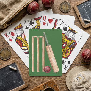 Baraja De Cartas Bate y pelota de cricket clásico con acuarela