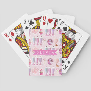 Baraja De Cartas Batido Retro Rosa Personalizado Monada Adorable