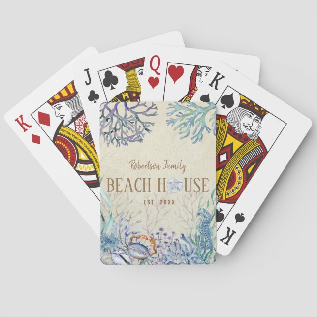 Baraja De Cartas Beach House Family Name Coastal (Reverso)