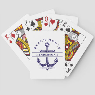 Baraja De Cartas Beach House Nautical Anchor Blue