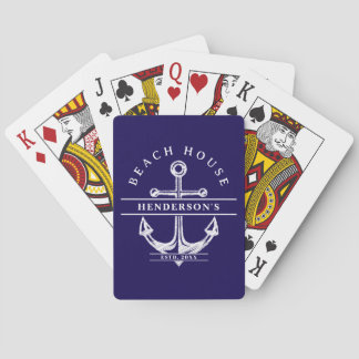 Baraja De Cartas Beach House Nautical Anchor Blue