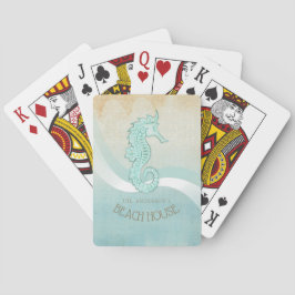 Baraja De Cartas Beach House Seahorse Aqua Blue ID623