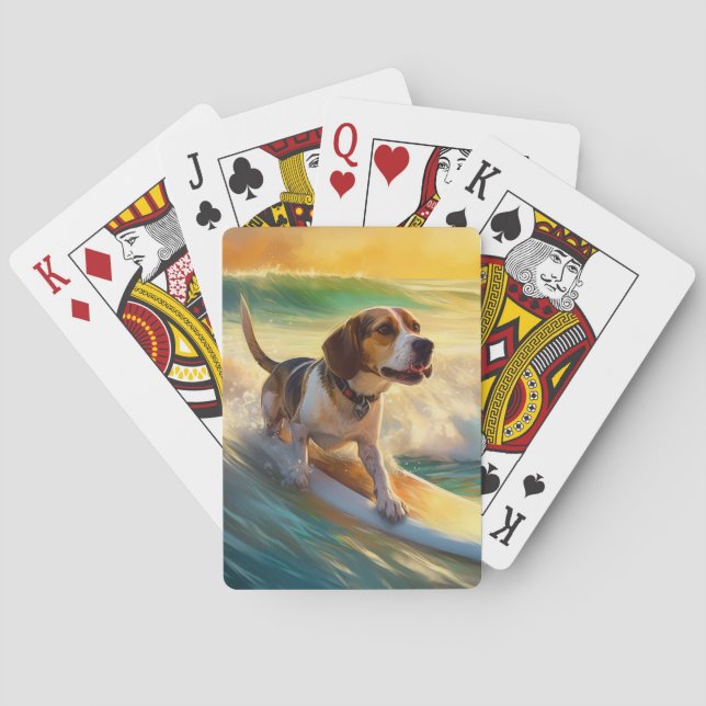 Baraja De Cartas Beagle Beach Surfing Painting (Reverso)