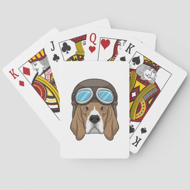 Baraja De Cartas Beagle como piloto con gorra piloto (Reverso)