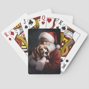 Baraja De Cartas Beagle con Navidades festivos de Santa Claus