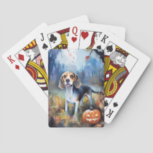 Baraja De Cartas Beagle de Halloween con calabazas espeluznante