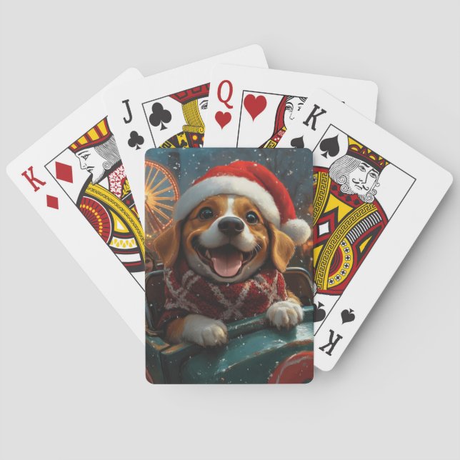 Baraja De Cartas Beagle Dog Roller Coaster Navidades (Reverso)