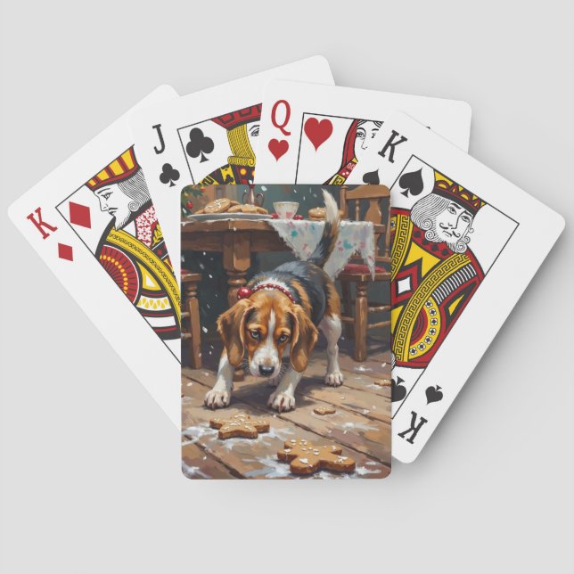 Baraja De Cartas Beagle Dog Tracking Gingerbread Christmas Fun Art (Reverso)