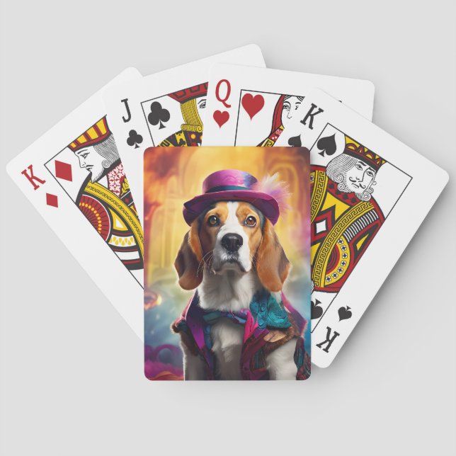 Baraja De Cartas Beagle en traje vibrante (Reverso)