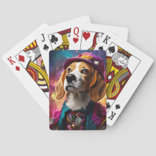 Baraja De Cartas Beagle en un Gorra rosado