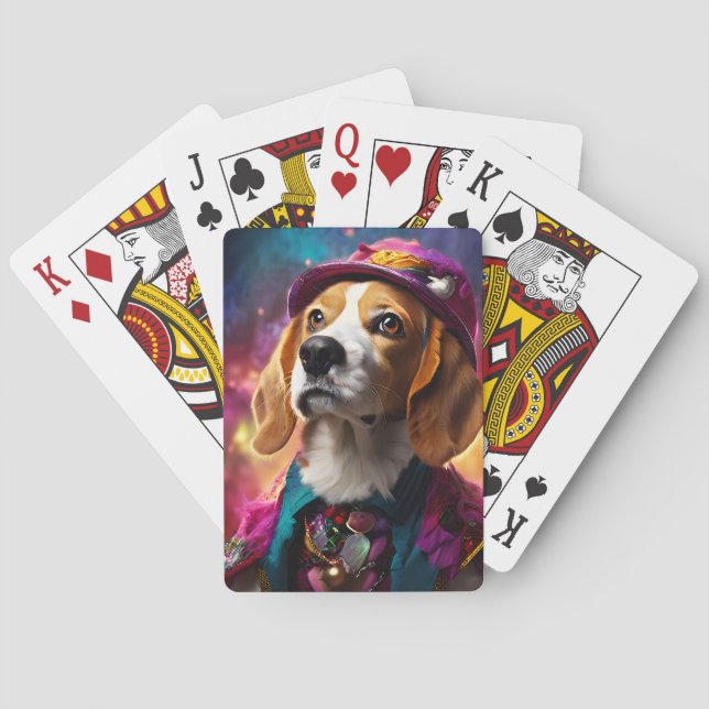 Baraja De Cartas Beagle en un Gorra rosado (Reverso)