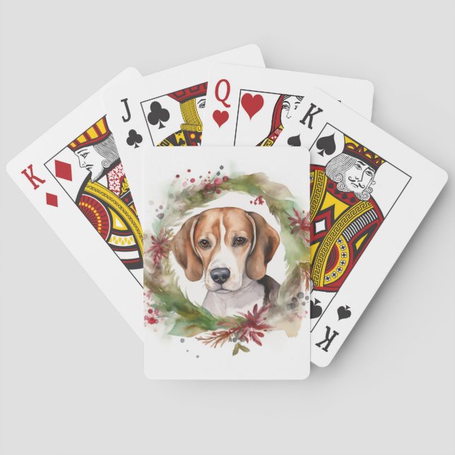 Baraja De Cartas Beagle Navidades Wreath Festimes Pup (Reverso)