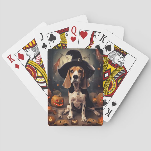 Baraja De Cartas Beagle Pumpkins Halloween Scary (Reverso)