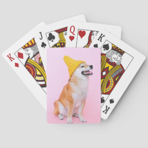 Baraja De Cartas Beanie amarilla Shiba Inu Perro