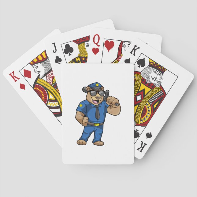 Baraja De Cartas Bear as Police officer with Baton (Reverso)