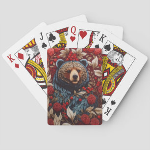 Baraja De Cartas Bear rojo Berries William Morris inspirado