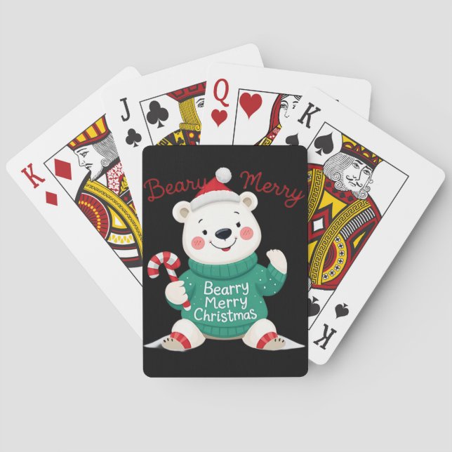 Baraja De Cartas Beary Merry Christmas Polar Bear (Reverso)