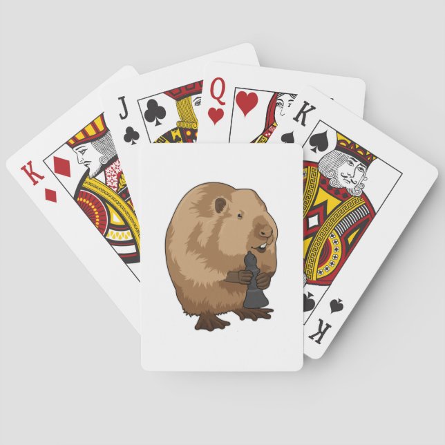 Baraja De Cartas Beaver at Chess with Chess piece Bishop (Reverso)