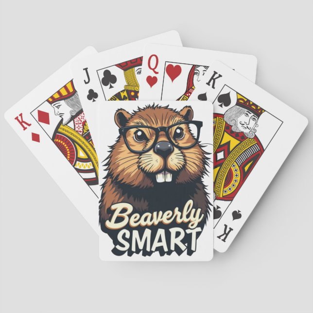 Baraja De Cartas Beaverly Smart - Gráfica divertida de castores con (Reverso)