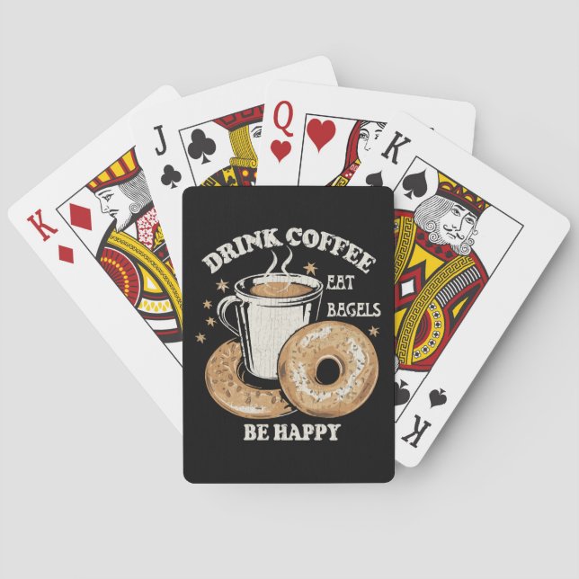 Baraja De Cartas Bebe Café Come Bagels Sé Feliz (Reverso)