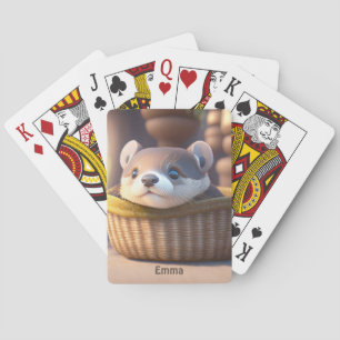 Baraja De Cartas Bebé de nutria en una cesta - personalizable