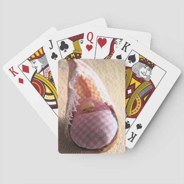 Baraja De Cartas Bebé durmiendo en un caparazón de nueces (Reverso)