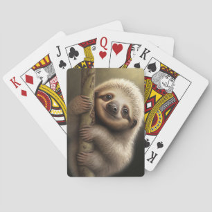 Baraja De Cartas Bebé lindo Sloth Sonriente Naturaleza animal