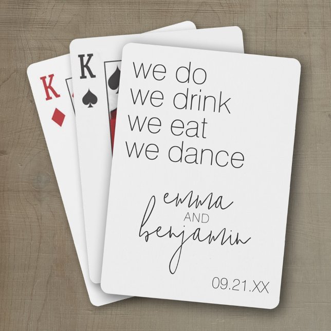 Baraja De Cartas Bebimos Baile Comida - Boda moderno (Wedding and Anniversary Playing Cards - Personalize with your photo and information)