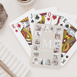 Baraja De Cartas Beige personalizado Collage de fotos personalizado
