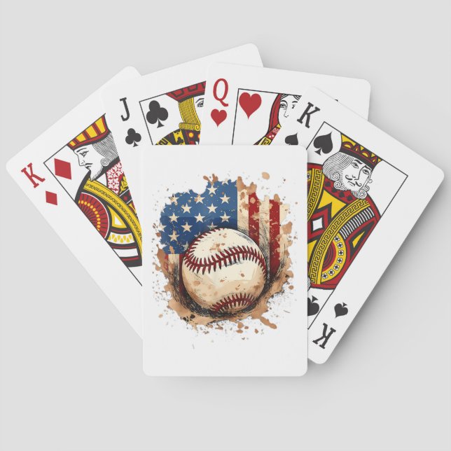 Baraja De Cartas Béisbol 4 De Julio Hombres Estados Unidos Bandera  (Reverso)