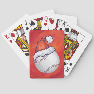 Baraja De Cartas Béisbol con sombrero de Santa rojo